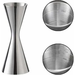 Cocktail Measurer, Stainless Steel Double Sided Cocktail Measurer, Silver Measuring Cup For Professional Bartender 30ml X 60mlMeasuring Cups