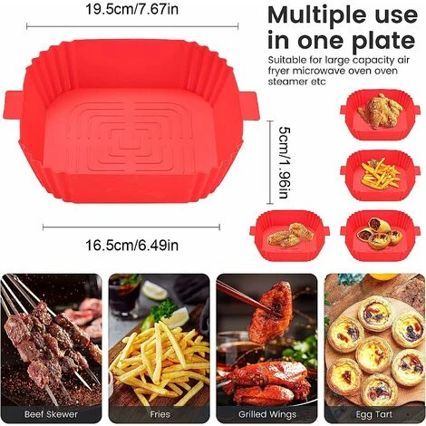 Silicone Air Fryer Basket Air Fryer Silicone Pot Reusable Silicone Basket 19.5cm Air Fryer Essential Accessory For Hot Air Fryer Microwave Frying Pan(Red) ZQYRLAR 4 Silicone Air Fryer Basket Air Fryer Silicone Pot Reusable Silicone Basket 19.5cm Air Fryer Essential Accessory For Hot Air Fryer Microwave Frying Pan(Red) ZQYRLAR - Image 2