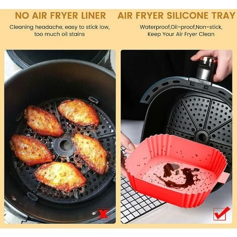Silicone Air Fryer Basket Air Fryer Silicone Pot Reusable Silicone Basket 19.5cm Air Fryer Essential Accessory For Hot Air Fryer Microwave Frying Pan(Red) ZQYRLAR 6 Silicone Air Fryer Basket Air Fryer Silicone Pot Reusable Silicone Basket 19.5cm Air Fryer Essential Accessory For Hot Air Fryer Microwave Frying Pan(Red) ZQYRLAR - Image 4