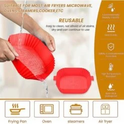 Silicone Air Fryer Basket Air Fryer Silicone Pot Reusable Silicone Basket 19.5cm Air Fryer Essential Accessory For Hot Air Fryer Microwave Frying Pan(Red) ZQYRLAR 11 Silicone Air Fryer Basket Air Fryer Silicone Pot Reusable Silicone Basket 19.5cm Air Fryer Essential Accessory For Hot Air Fryer Microwave Frying Pan(Red) ZQYRLAR -Smart Home Appliance Store 98818630 5