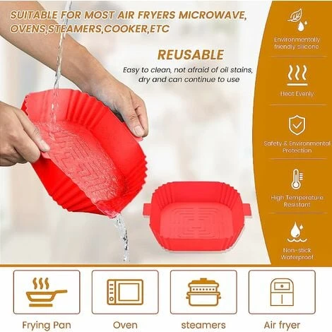 Silicone Air Fryer Basket Air Fryer Silicone Pot Reusable Silicone Basket 19.5cm Air Fryer Essential Accessory For Hot Air Fryer Microwave Frying Pan(Red) ZQYRLAR 7 Silicone Air Fryer Basket Air Fryer Silicone Pot Reusable Silicone Basket 19.5cm Air Fryer Essential Accessory For Hot Air Fryer Microwave Frying Pan(Red) ZQYRLAR - Image 5