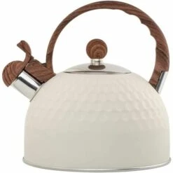 2.5 Liter Stainless Steel Whistling Kettle, Whistling Tea Kettle For Induction Gas Cookers, Easy To Clean, White
